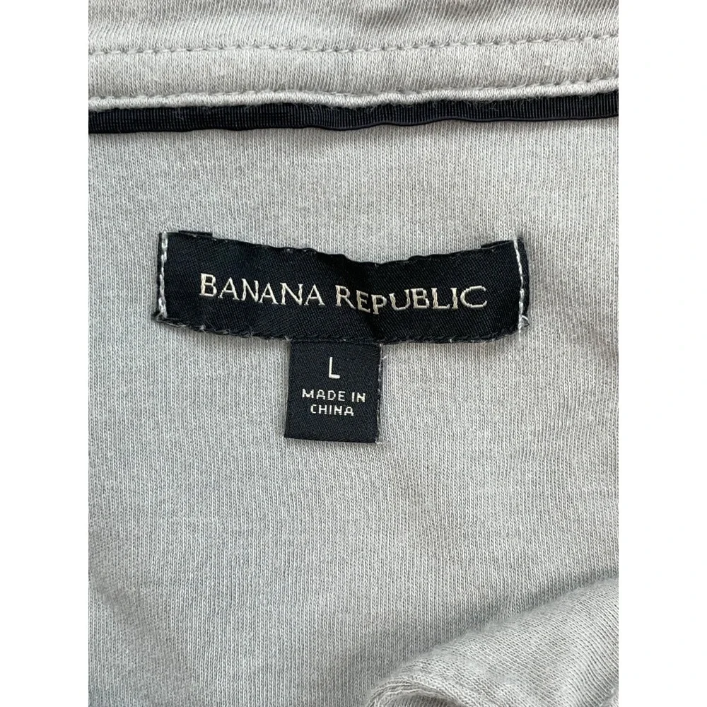 Banana Republic Polo Mens Large Gray 100% Cotton Long Sleeve